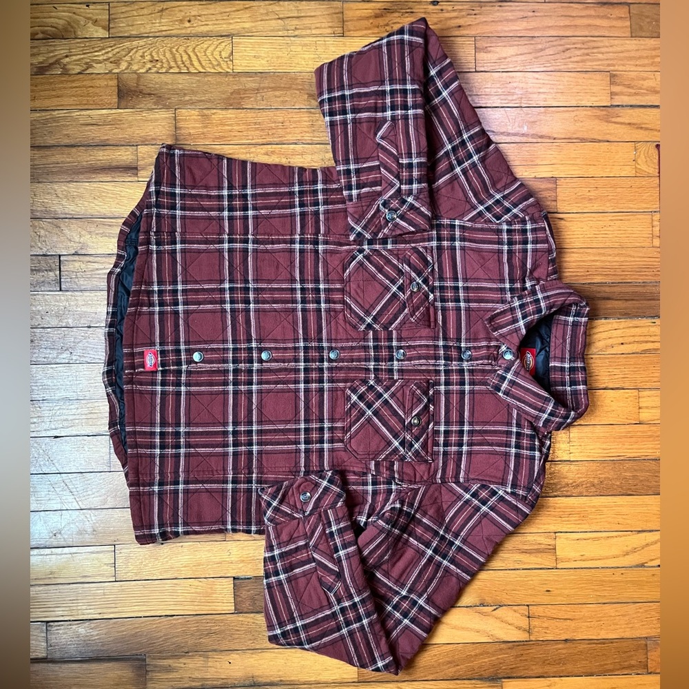 Dickie’s Quilted Plaid Flannel Shirt Jacket